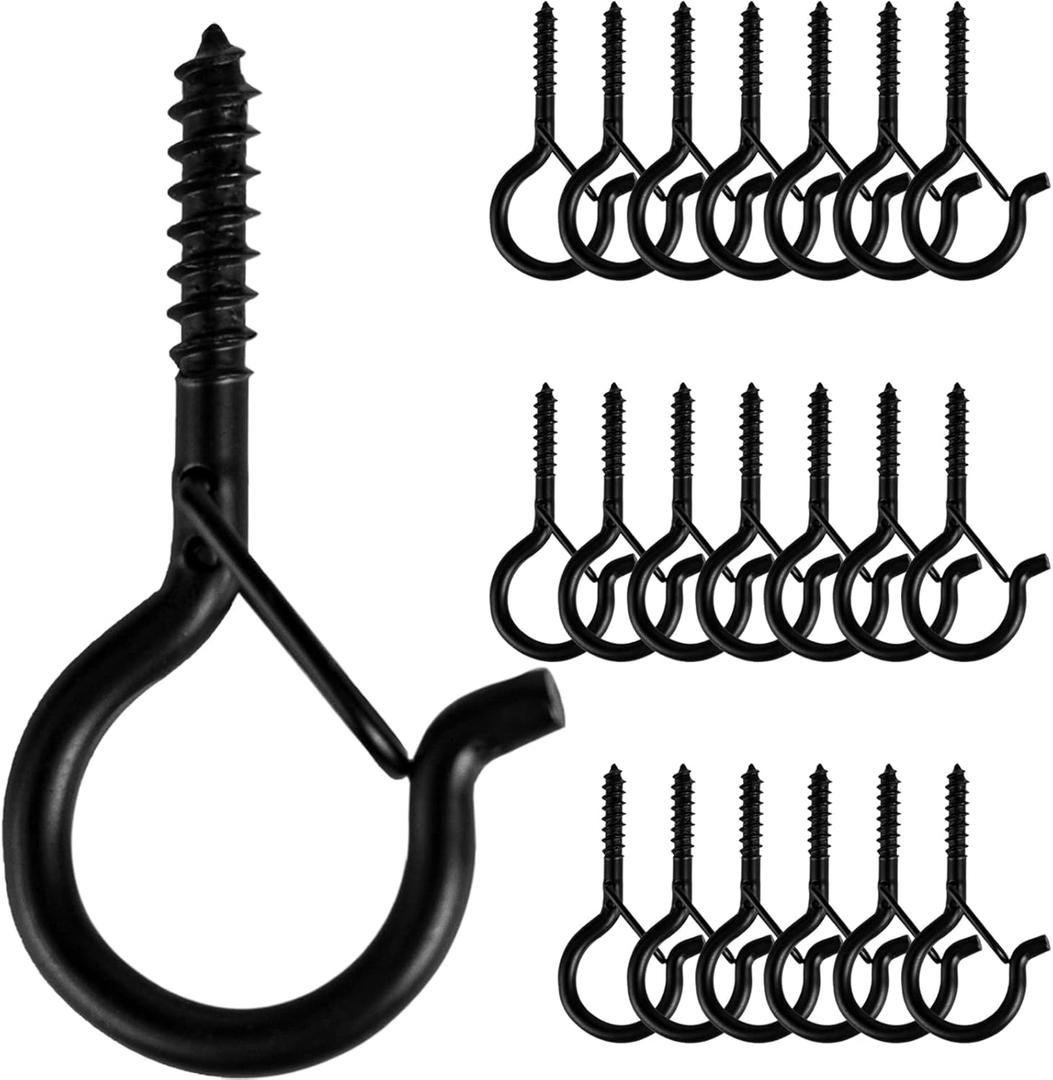 20 PCS Q-Hanger, Screw Hooks for Outdoor String Lights, Safety Buckle Design, Easy Release