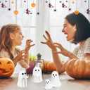 Halloween Decor Ghost Figurine, Spooky Resin Ghost Statue, Cute Finger Ghost Figurines, Gothic Resin Halloween Decoration for Indoor Tabletop Home Decor (Style-C)