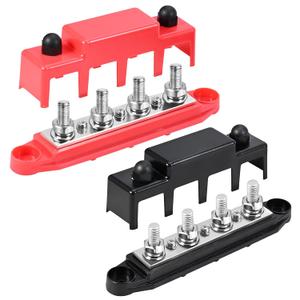 FEITON Power Distribution Block, 12V 150A Bus Bar, 5/16" Studs Terminal Strip, 12-48V Heavy Duty Terminal Block, Positive & Negative Junction Block with Cover, RV Car Marine Automotive Battery Busbar