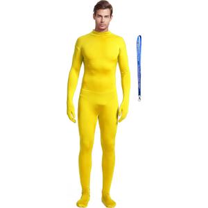 Full Bodysuit Include Zipper Helper Unisex Adult Costume Without Hood Spandex Stretch Zentai Unitard Body Suit (Medium, Yellow)
