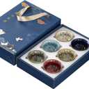 RORA Chinese Ceramic Tea Cup Set of 5, Small Japanese Tea Cups with Designed Gift Box, Elegant and Durable Perfect for Tea Lovers