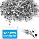 200pc ID Badge Clip,Badge Clips with Strap Clear Strap,Metal Name Badge Clips Adapter for ID Cards, Badge Holders, Name Tags, Work Badges