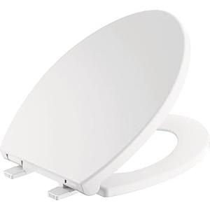 Delta Faucet Morgan Elongated Slow-Close White Toilet Seat with Non-Slip Seat Bumpers, White 811903-WH