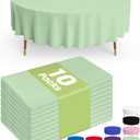 Pureegg Plastic Table Cloth Disposable 10 Pack, 84'' Round Table Cloths, Easter Party, Decorative Tablecloths, Round, Light, Pastel Plastic Cover, Leakproof & Sturdy, Sage Green