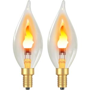 Hompavo Upgraded Flame Light Bulbs, E12 Chandelier Base Candelabra Flickering Fire Light Bulb, Clear Candle Light for Halloween Christmas Party Porch Indoor Outdoor Home Decorations - C35/2 Pack