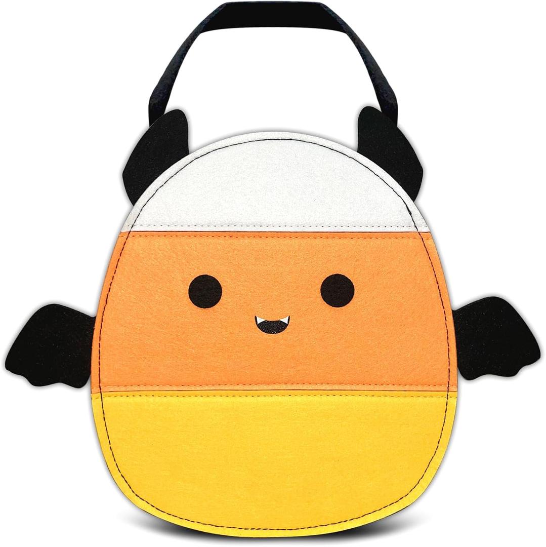 Ohjijinn Halloween Trick or Treat Pumpkin Basket, Cute Bat Candy Bucket Bag, Multipurpose Reusable Felt Bags Basket for Kids Party Favors Gifts Bags (Yellow)