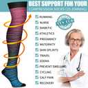 Bluemaple Thigh High Compression Socks for Women and Men Circulation(3 Pairs) Over the Knee-Best Support for Running,Travel (Small-Medium, Pink/Grey/Fluorescent Green)