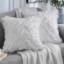 Leeden 18x18 Pillow Covers, Cushion Throw Pillow Cover Pillowcase Set of 2, Farmhouse Decorative Cushion case, 3D Design Handmade Pillowcase with Ruffles, White