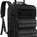 Rolling Tactical Laptop Backpack, 17 Inch Wheeled Military Computer Backpack for Men and Women, Roller Carry on Luggage for Work Travel, Overnight Molle Outdoor Hiking Bag with Wheels, Black