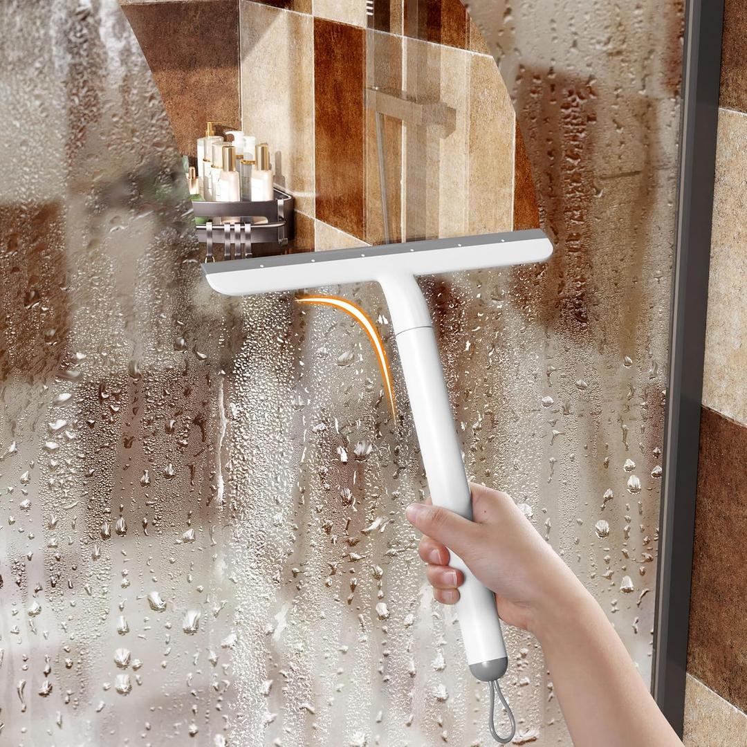 2 x Shower Squeegee for Glass Doors, Mirrors, Tile, Walls, Window & Table Crumb Sweeper All-Purpose Squeegee for Restaurant & Bathroom Cleaner Tool - 9.6" White