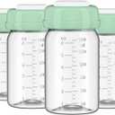 4pcs Breast Milk Storage Bottles 6oz/180ml Compatible with Spectra S1 S2 9 Plus,Motif Luna/Ameda MYA/Bellababy Pumps, Wide-Neck Collection Bottle Container for Fridge, Pumping Bottles