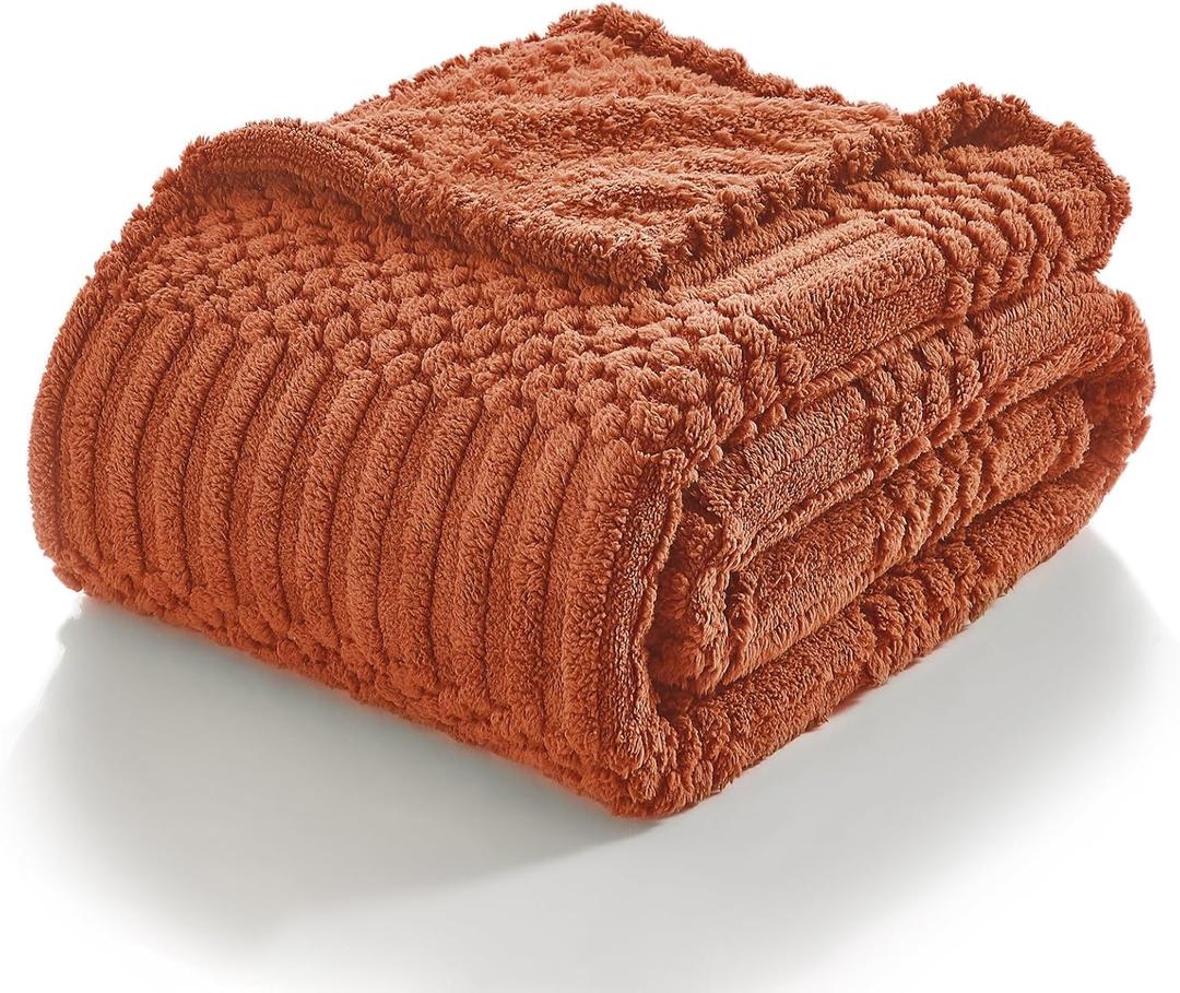 lifein Throw Blanket for Couch-Rust Boho Throw Blanket, Soft Fleece Plush Lightweight Blankets&Throws for All Seasons, Fuzzy Fall Decorative Blankets for Livingroom Bed Sofa Chair (50x60, Rust)