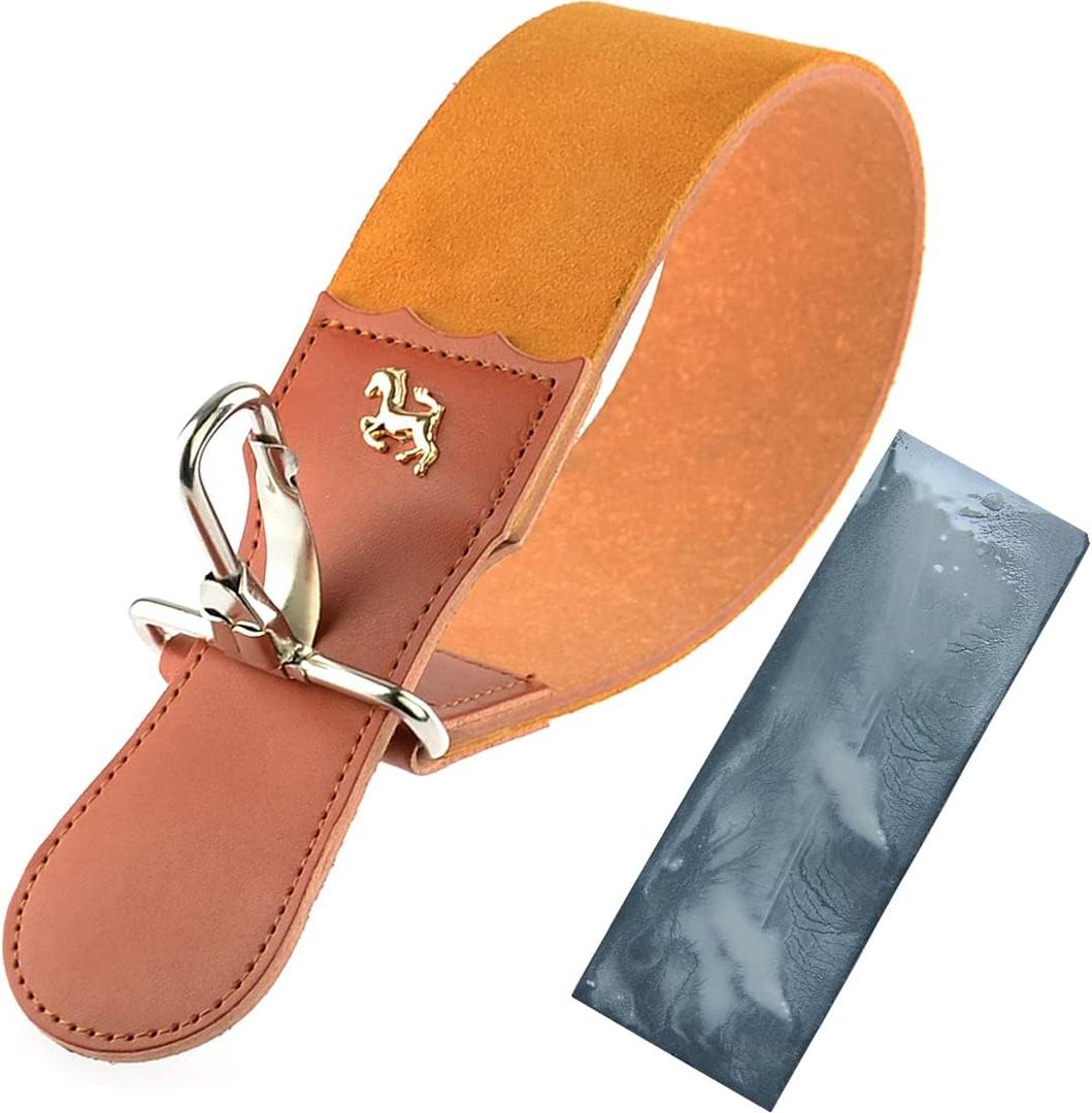 Straight Razor Strops with Sharpening Stone Dual Leather Strops Barber Hair Removal Shaving Sharpener Folding Knife Sharpening Belt