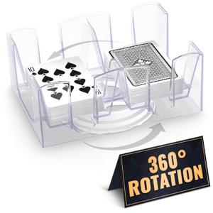 Canasta Card Holder - 6 Deck Plastic Revolving Card Game Holder Playing Cards Tray Rotating 360 Organizes Multiple Decks for Canasta, Poker and More | Lightweight, Durable with Smooth Rotation