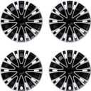 Hubcap Wheel Cover Replacement R16 Hub Caps Universal-Fit Steel Wheel Rim Cover ABS Material Exterior Accessories for Car Truck SUV -Set of 416-inchSilver-Black