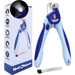 LED Dog Nail Clippers with Light, Trimmers with Protective Guard, Quick Sensor, Safety Lock and Nail File - Suitable for Large and Small Dogs & Cats (Blue, LED)