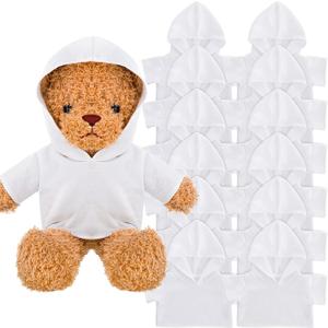 12 PCS Stuffed Bear Clothes Shirt Stuffed Animal T-Shirt Doll Tshirts Classic Plush Bear Shirts Bear Hoodie Fit 14-18 Inches Stuffed Bear Dolls (White)