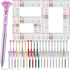 Zhehao 60 Pcs Big Crystal Diamond Pens Bulk Bling Ballpoint Rhinestone Pen Black Ink Glitter Bridal Shower Decor for Women School Office Supplies Christmas Wedding Birthday Present(Multicolor)