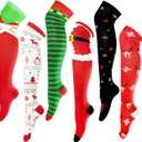 Anyumocz 6 Pairs Christmas Knee High Socks,6 Styles Christmas Stockings,Funny Xmas Socks for Women,Party,Gifts