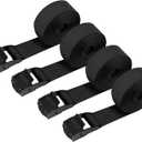 Heavy Duty Lashing Straps, 6.5ft x 1" with Adjustable Buckle, Secure up to 600 lbs for Cargo, Luggage, Bicycles, Motorcycles, Truck, SUV, Car Roof Rack, Canoe (4Pack) (Black)