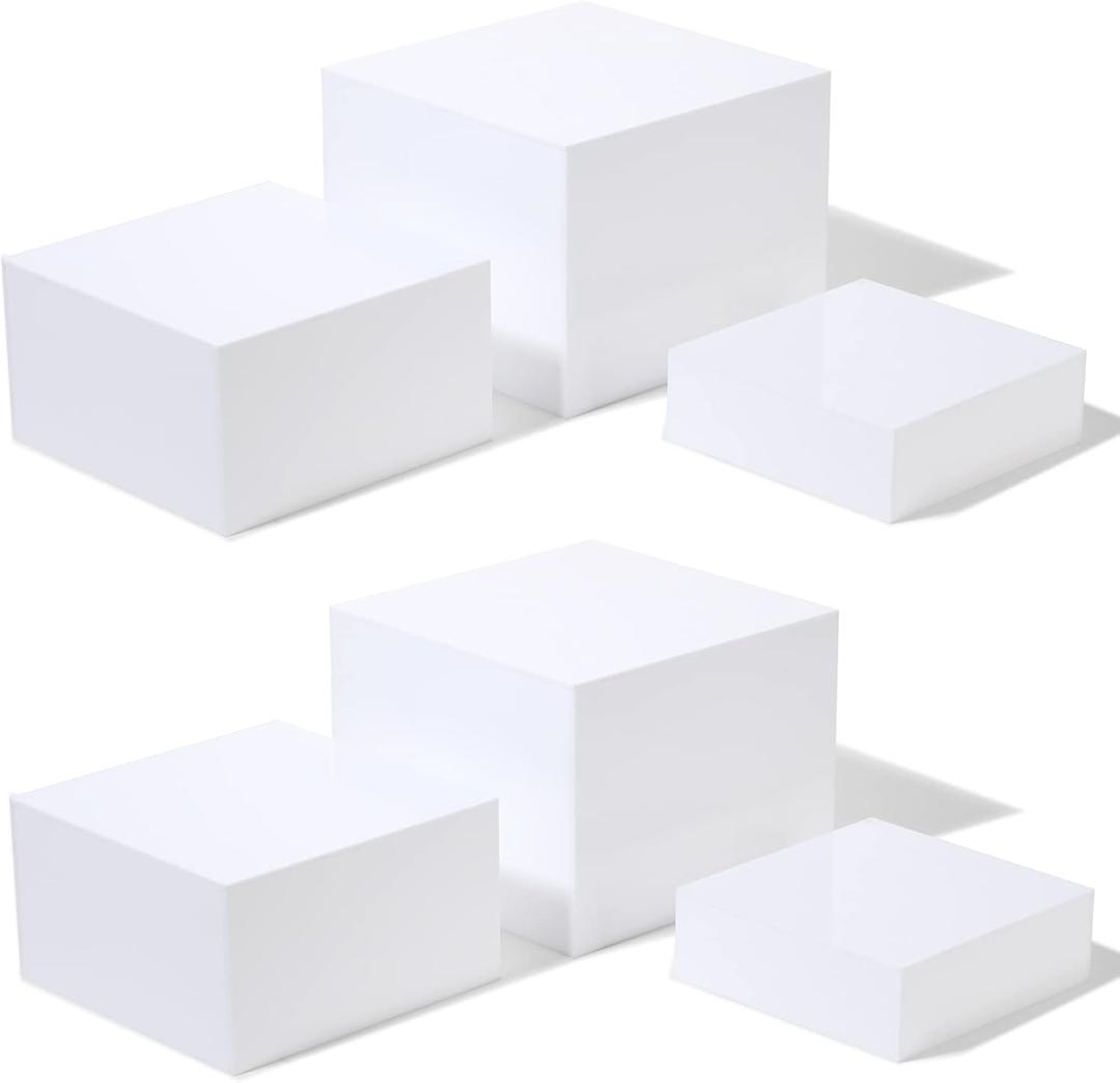 6pcs White Acrylic Food Display Risers Stands,Dessert Risers Buffet Display Stands,White Acrylic Boxes Display , Food Risers Catering Food Stands, Vendor Events Retail Food Display, Stackable Display Risers Props, Food Service Risers Set Up (8in -7in-6in - 6 Steps - White)