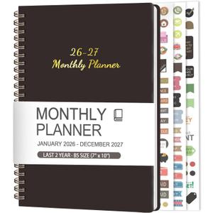 2 x Monthly Planner 2026-2027, 2 Year Calendar 2026-2027 (Jan 2026 - Dec 2027), 7" x 10", 26-27 Monthly Calendar Planner, 24-Month Planning Book for Home School Office Supplies