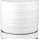 6 Inch Plant Pots, Ceramic Planter Pot with Drainage Hole & Saucer, Indoor/Outdoor Cylinder Round Planter Pot, Matte White