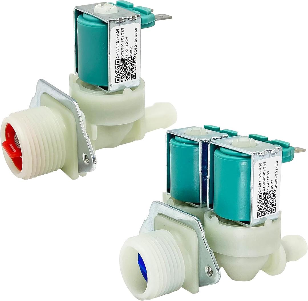 Washer Water Inlet Valve DC62-30312J & DC62-30314K Fit for Samsung WF42H5000AW/A2 WF210ANW/XAA WF203ANS/XAX WF203ANW/XAA WF206ANS/XAA WF219ANB/XAA WF306BHW/XAA WF306LAW WF306LAW/XAA WF361BVBEWR/A2