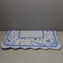 33.5x33.5 Inch Square Mahjong Mat for Table Domino Rubber Standard Scalloped Edges Chinoiserie Mahjong Mat Anti Slip Playmat for Poker Mah-Jong Board Dominoes Card Games(Blue)