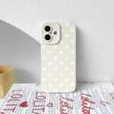 NITITOP Compatible with iPhone 16 Case Stylish Cute Polka Dots Pattern Design for Girls Women Men Soft TPU Shockproof Full Camera Protective Phone Cover - White