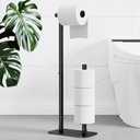Kitsure Toilet Paper Holder Free Standing - Large Capacity Toilet Paper Holder for 4 Rolls, Rustproof Toilet Paper Stand with Non-Slip Stable Base, Black, 24.4"x9.3"x5.5"
