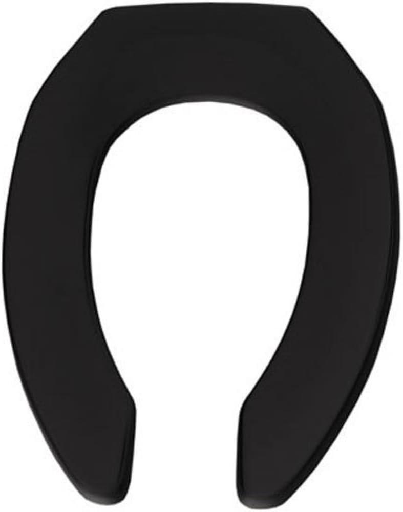 BEMIS 1955CT Commercial Open Front Plastic Toilet Seat, Heavy Duty Industrial Seat without Lid, Secure Installation for Long Lasting Use, Made in USA, Elongated, Black