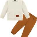 Toddler Boy Clothes Soft Solid Hoodie+Pants 1-6T kids Sweat suit Baby Boys Outfits 2Pcs Sets (5-6 Years, Light Apricot+brown)