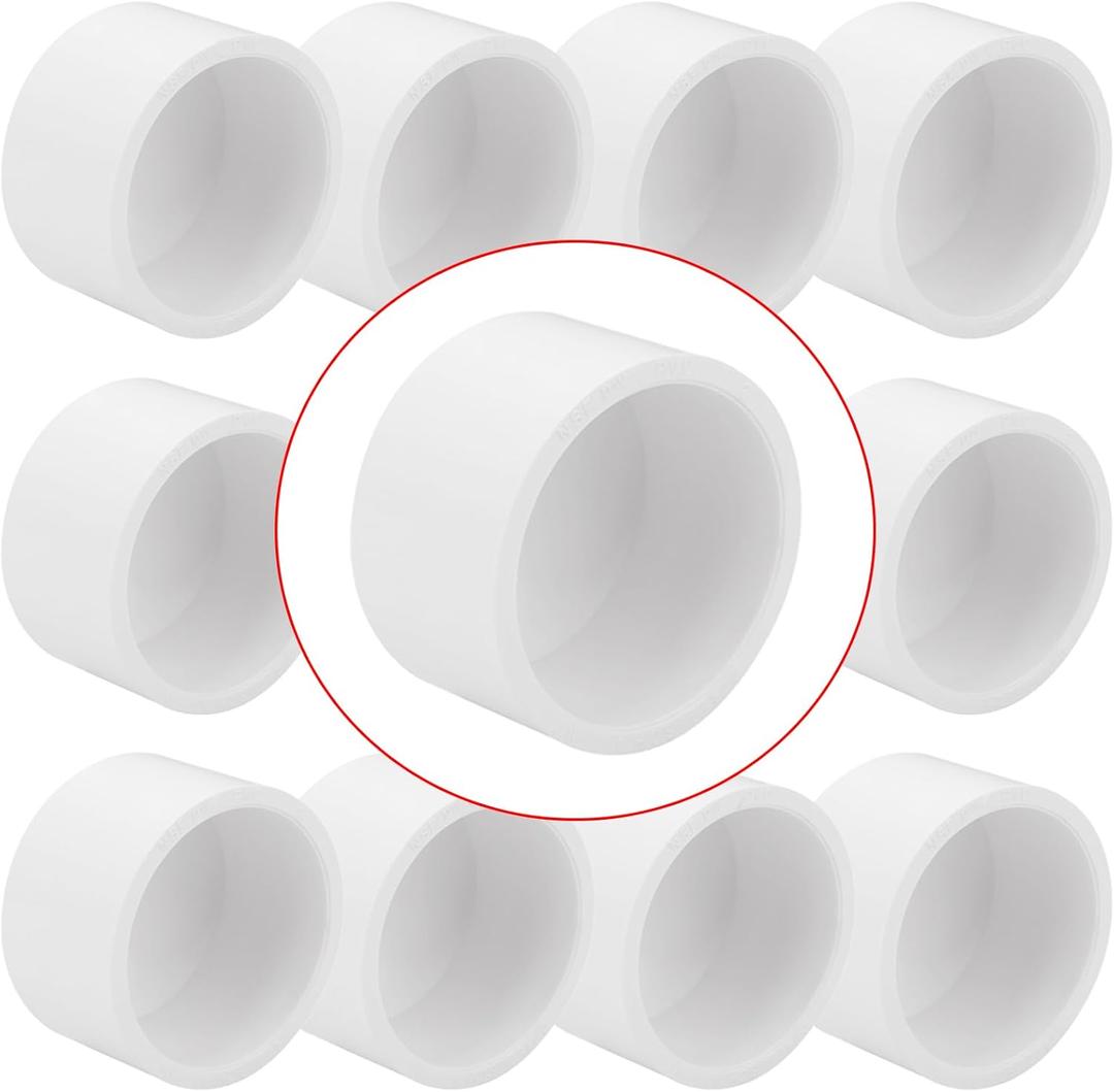 10 Pack 1-1/4"PVC Pipe End Cap Fitting Schedule 40 Furniture Grade 1-1/4" PVC Pipe Plug Adapter for Build Furniture DIY Garden Shelf, White