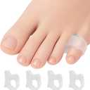 5 STARS UNITED Pinky Toe Spacers for Men & Women  4 Gel Separators for Overlapping & Curled Little Toes, Bunions, Alignment - Diabetic Foot Care, Silicone Spreader, Corrector & Straightener, Clear (Small 4 Pack)