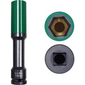 19mm 1/2"Extra-long Thin Wall Wheel Protector Impact Deep Socket, 6 Point Impact Drive Lug Nut Socket, Non-Marring Lug Nut, for Wheel Assembly and Dismantling