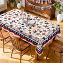 4th of July Tablecloth Waterproof, Patriotic Independence Day Table Cloth Rectangle Stain Resistant, Washable Table Cover for Home Kitchen Dining Party Decoration (60×104 Inch)