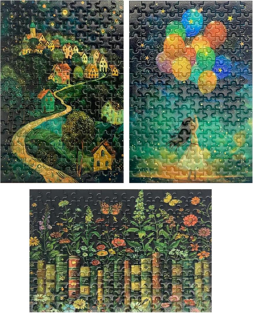 150 Pieces Mini Jigsaw Puzzles for Teens & Adults,6 x 4 Inches,Mini Puzzles,Travel Puzzle,Small Micro Puzzles,Challenging Difficult Puzzle,3 Pack Dream Series