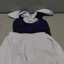 OYOANGLE Girl's Cute Bow One Piece Swimsuit with Ruffle Beach Skirt Cover Up Sporty Bathing Suits (Blue and White, 9Y)