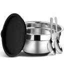 Stainless Steel Salad Bowl with Lid, Extra Large Metal Bowl with Serving Utensils for Preparing, Mixing, Marinating, and Serving with Anti-slip Bottom, Unbreakable Kitchen Bowls 7QT