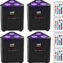 Rechargeable RGBW 4 in 1 Stage Lights, 3X6W Battery Powered LED Par Lights Uplighting, Remote DMX Sound Activated Cordless Uplights for Events, Party, Wedding, Concert, Dance, Church 4Pcs
