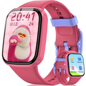 Smart Watch for Kids No APP/Phone Needed, HD Touch Screen Fitness Tracker with Heart Rate, Sleep Monitor, IP68 Waterproof Smartwatches with Pedometer, Alarm Clock, Gifts for Kids Ages 4-12 (Pink)