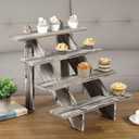 MyGift Rustic Torched Brown Wood Retail Display Riser, Cascading 4-Tier Decorative Merchandise and Cupcake Stair Stand