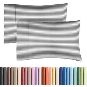 Queen Pillow Cases Set of 2 - Ultra Soft Hotel Quality Pillowcase Covers - Comfy, Cozy & Wrinkle Free - Shrinkage and Fade Resistant - Machine Washable Pillow Protectors - 2 Piece Set - Grey Stripes 2