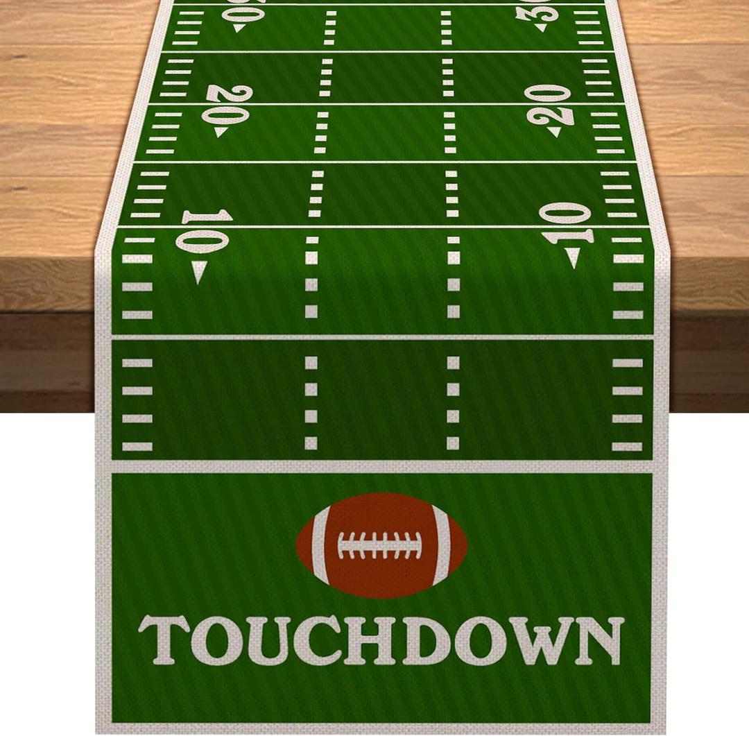 Vohado American Football Court Table Runner Touch Down Boy Sport Football Birthday Party Decorations Kitchen Dining Home Table Decor (13" x 72")