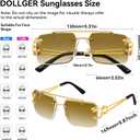 Dollger Rimless Sunglasses for Men Square Fashion Shades Tinted Lens Metal Frameless Rectangle Y2K Glasses UV400