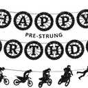 Pre-Strung Dirt Bike Birthday Party Decorations, NO DIY Glitter Happy Birthday Banner, Sick Motocross Stunt Decor Motocross Themed Party Supplies