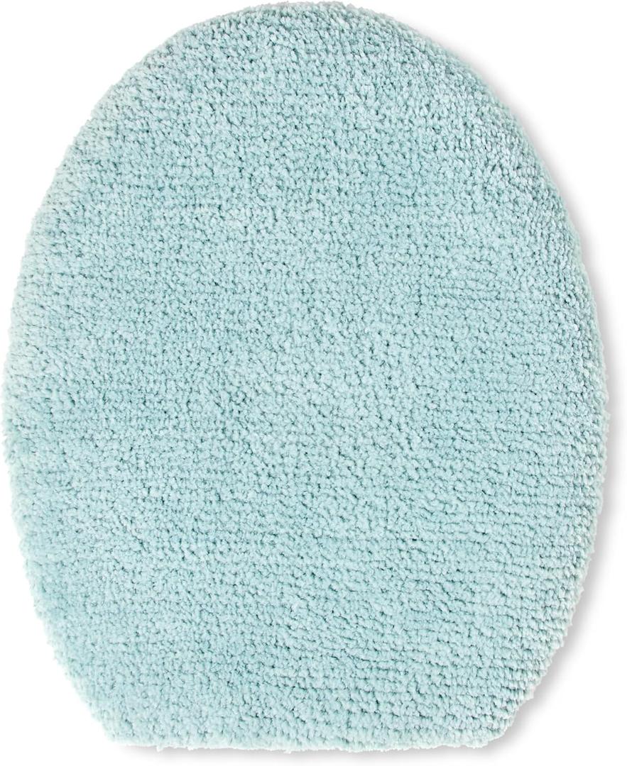 TOWN & COUNTRY EVERYDAY Ultra Plush Solid Tufted Toilet Lid Cover, Soft and Absorbent, Non-Slip Cover, Machine Washable, Aqua Blue, 18"x19"