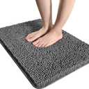 LOCHAS Luxury Bathroom Rug Shaggy Bath Mat 20 x 30 Inch, Washable Non Slip Bath Rugs for Bathroom Shower, Soft Plush Chenille Absorbent Carpets Mats, Gray (Grey)