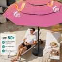 AreShark 9ft 3-Tier Patio Umbrellas, Outdoor Umbrella with 8 Sturdy Ribs UV Protection Windproof, Market Table Umbrella w/Push Button Tilt & Crank for Pool, Porch, Deck, Garden(Rose Pink)